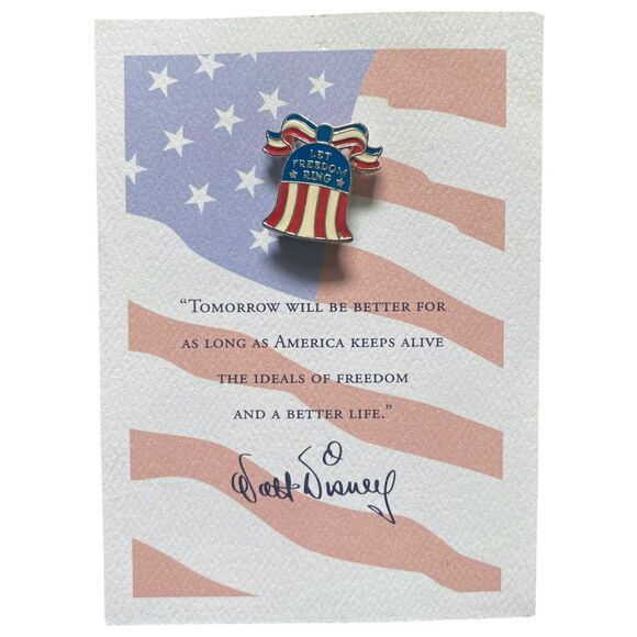 4 Vintage Walt Disney Company Let Freedom Ring Pin 9/11 Remembrance Pins w Cards - Picture 5 of 7